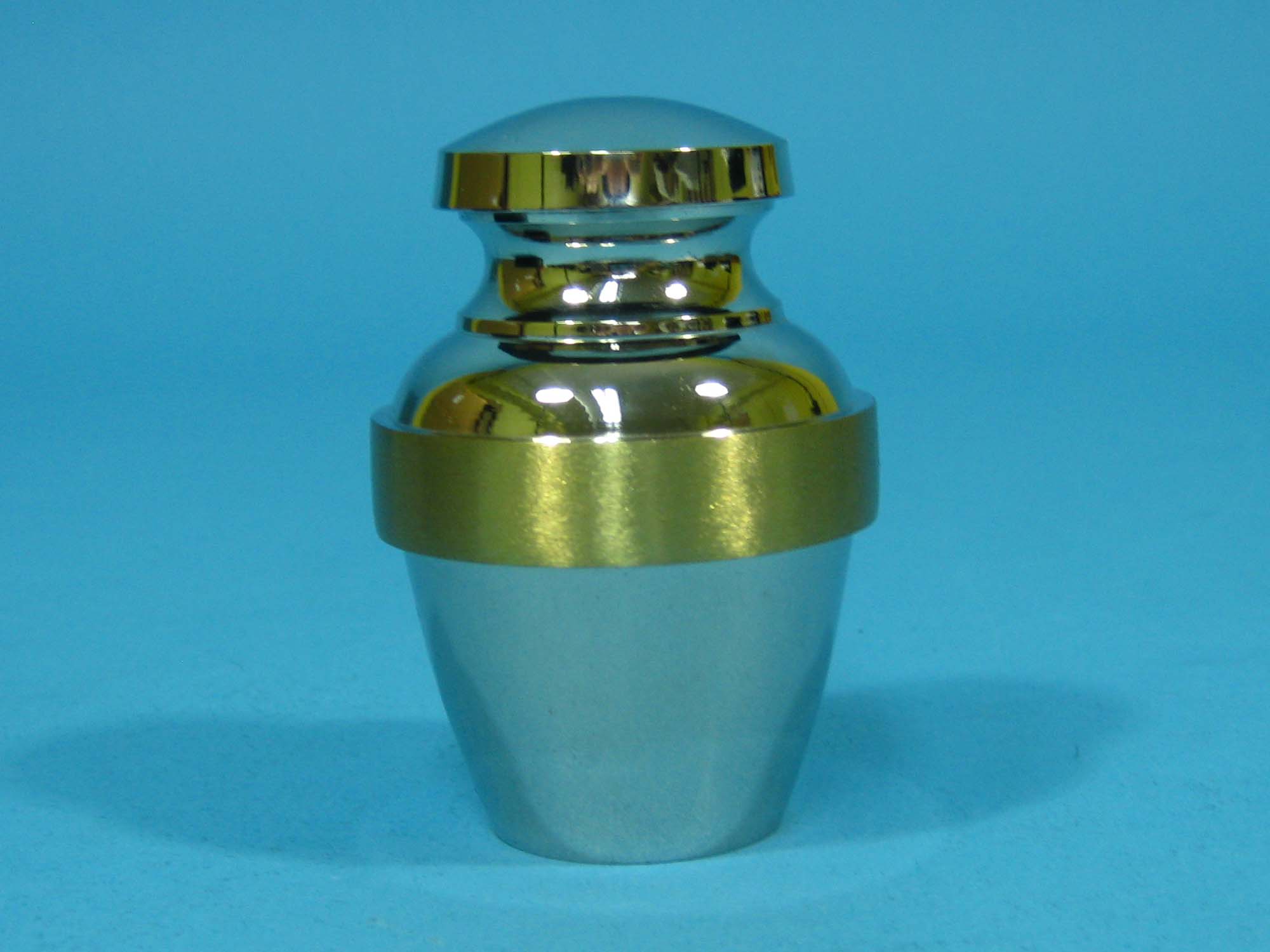 Cremation Keepsake Urn In Velvet Box: Brass: Bright Pewter Finish 