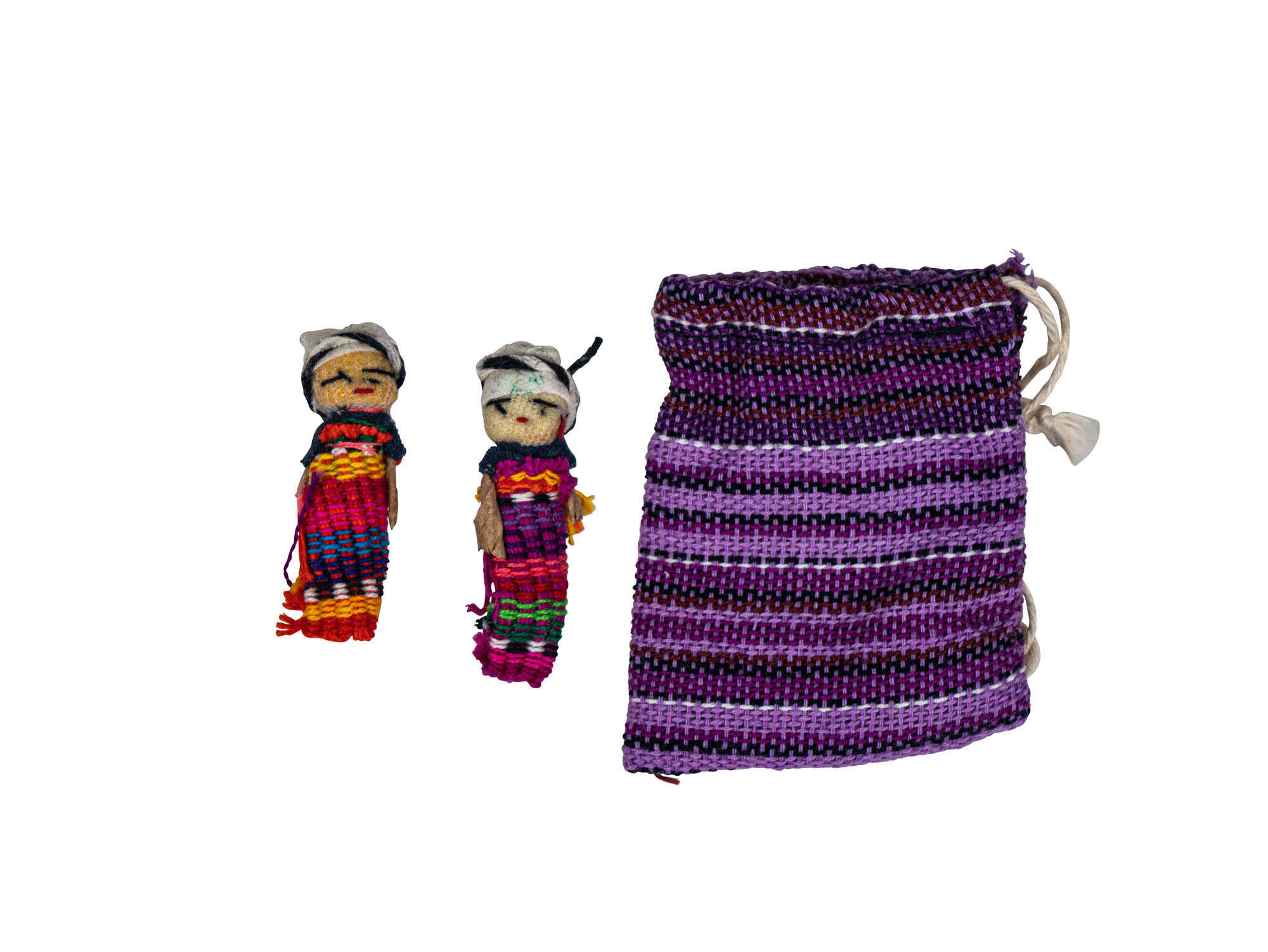 BFF Worry Dolls: 1.5": Bag of Two guatemalan worry dolls, mayan worry dolls