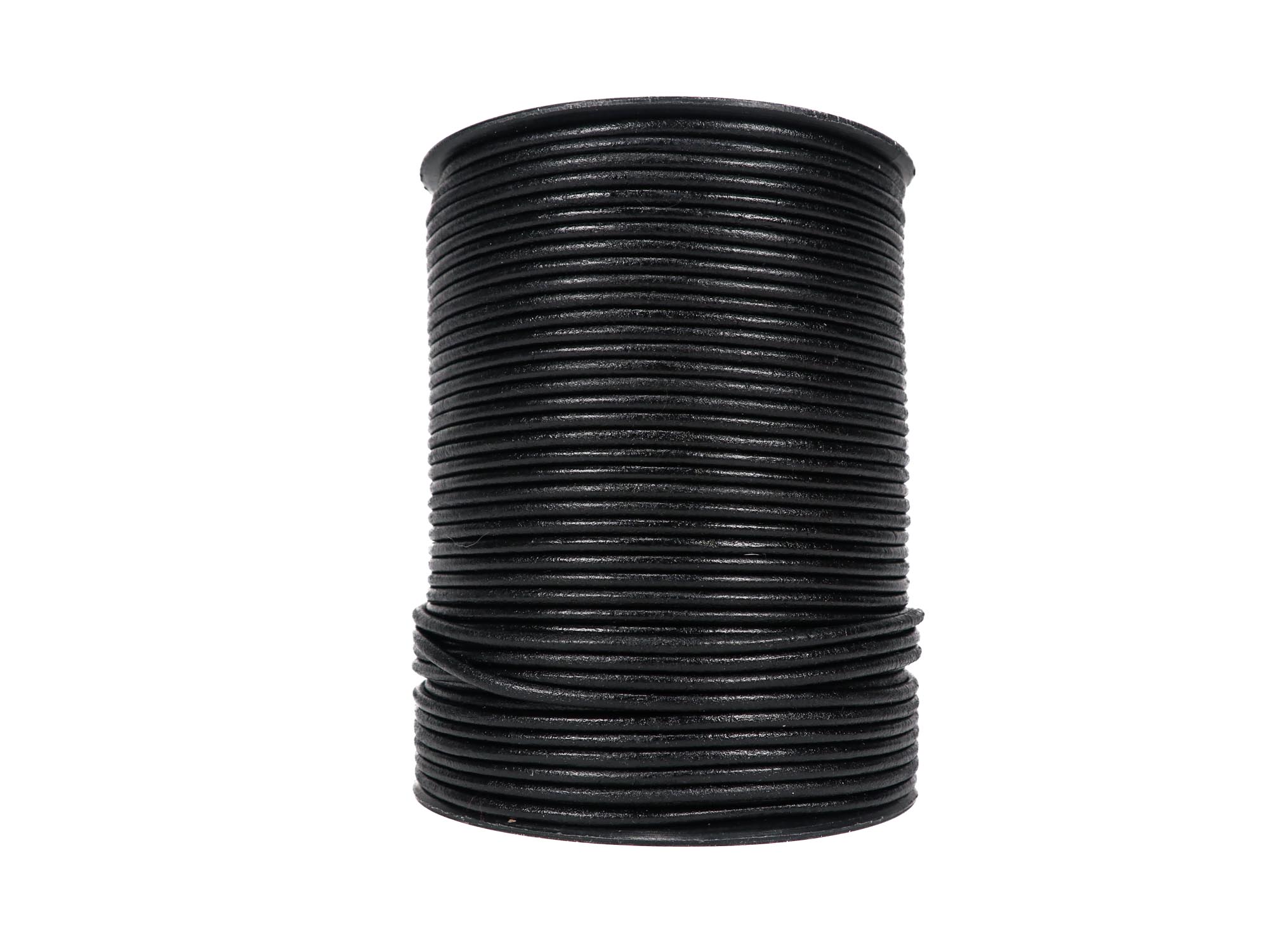Shiny Round Leather Cord 2.5mm x 100m: Black 