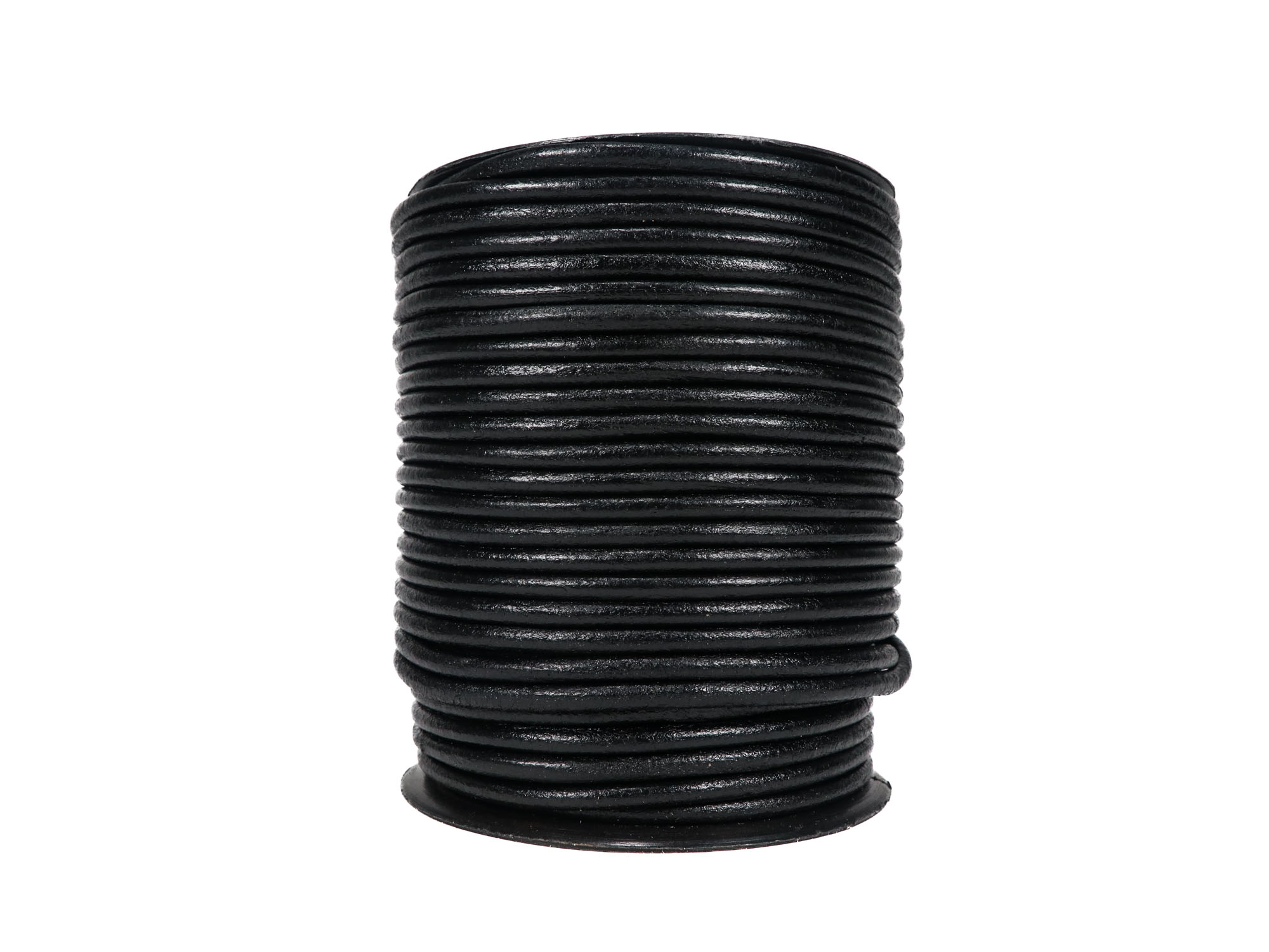 Shiny Round Leather Cord 4mm x 50m: Black 