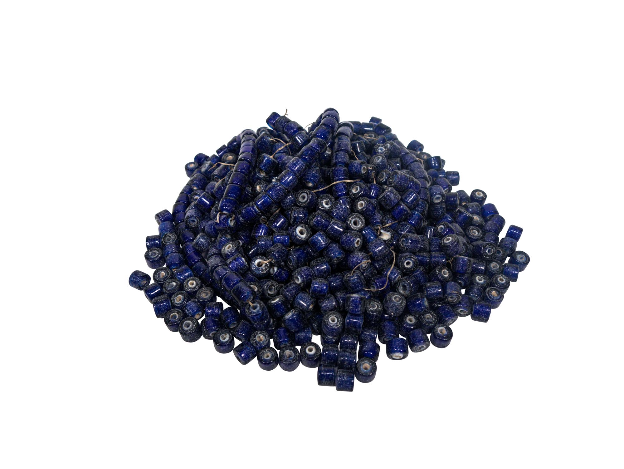 9mm White Heart Beads: Blue (kg) glass beads
