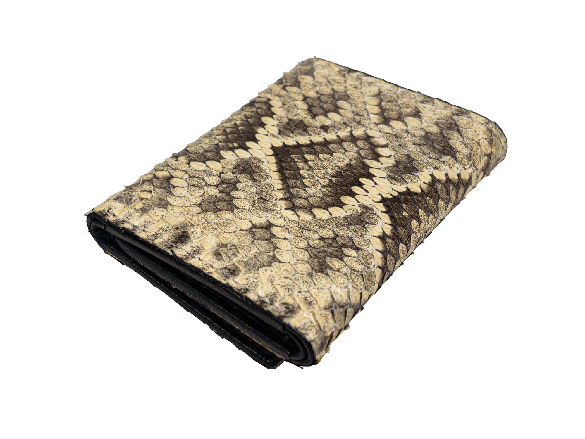Real Eastern Diamondback Rattlesnake Skin Trifold Wallet 