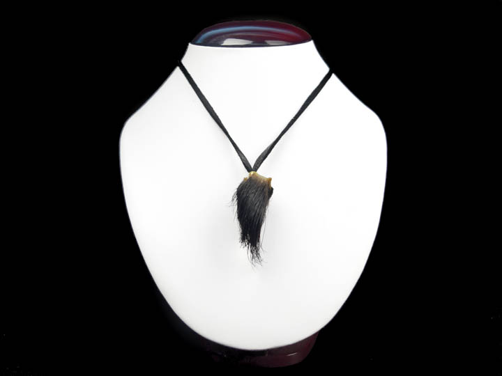 Real Hair-On Black Bear 1-Claw Necklace: Gallery Item 