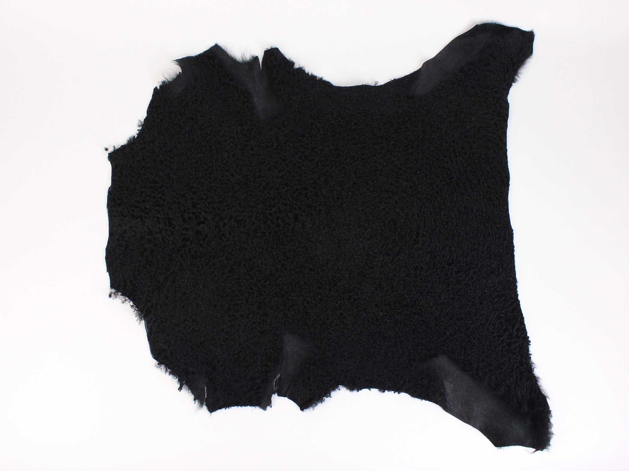 Dyed Garment Grade Broadtail Lambskin: Black Suede: Gallery item 
