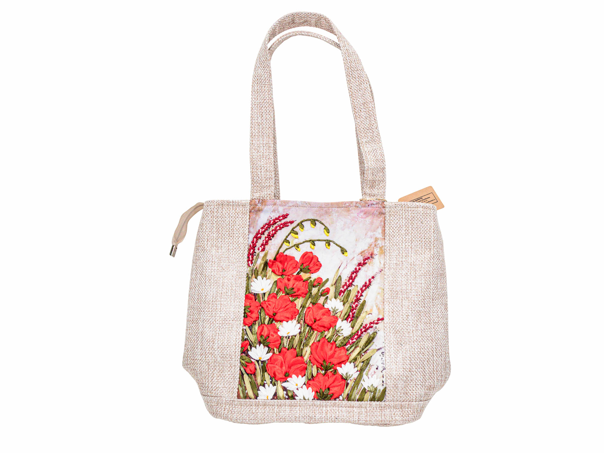 Hand Embroidered Burlap Tote Bag: Gallery Item - 1379-30-G4967 (9UL8)