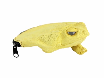 Dyed Cane Toad Coin Pouch: Medium/Large: Yellow change pouch, change purse, coin pouch, coin purse