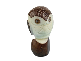 Tagua Nut Carving: Owl (dark) 
