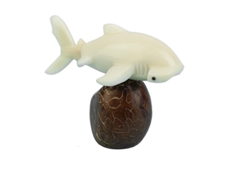 Tagua Nut Carving: Hammerhead Shark 