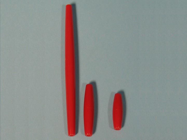 Red Plastic Hairpipe: 1.5" (100/box) plastic beads