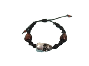 Metal & Wood Skull Bracelet 