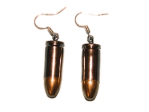 Bullet Earrings: 9MM Nickel 