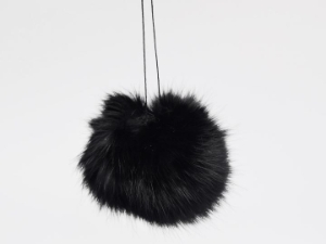 Dyed Black Czech Rabbit Fur Pompom rabbit fur pompoms, rabbit fur pom poms