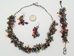 Beaded Necklace, Earrings, Bracelet Set: Grape Style - 1281-S03-AS (Y1K)