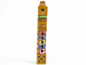 Carved Painted Wood Flute: 6"-8" 