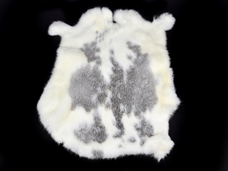 Spanish Garment Rabbit Skin: Natural: Spotted Gray & White 