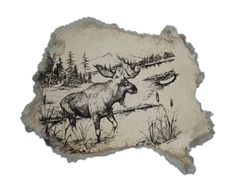 Printed Rabbit Skin: Moose & Canoe 