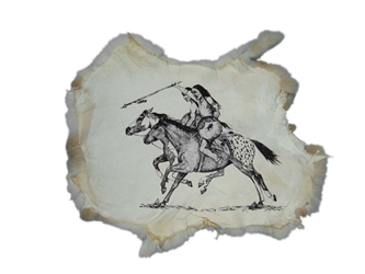 Printed Rabbit Skin: Indians on Horses 