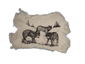 Printed Rabbit Skin: Wolf Trio 
