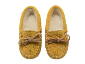 Huron Baby Fleece-Lined Moosesplit Moccasins fleece-lined moosesplit moccasins, fleece-lined moose moccasins, fleece-lined moosehide moccasins