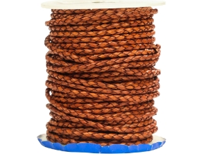 Round Braided Cord 3mm x 25 yard: Cognac 