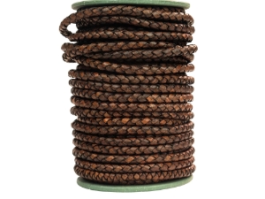 Round Braided Cord 5mm x 25 yard: Cognac 
