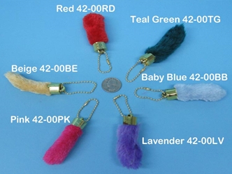 Synthetic Dyed Rabbit Foot Keychain: Assorted Colors 