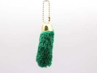 Synthetic Dyed Rabbit Foot Keychain: Green 