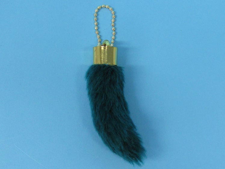 Synthetic Dyed Rabbit Foot Keychain: Teal Green 