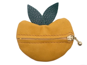 Deerskin Apple Change Purse: Yellow change pouch, change purse, coin pouch, coin purse