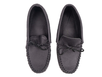 Huron Mens Black Moosehide Moccasins 