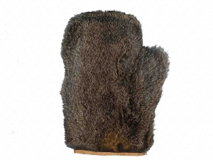 Rabbit Fur Massage Mitt: Bunny Brown rabbit fur massage gloves
