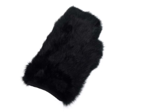 Rabbit Fur Massage Mitt: Black Dyed rabbit fur massage gloves