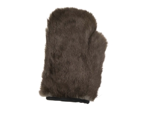 Rabbit Fur Massage Mitt: Natural Blacky Brown rabbit fur massage gloves