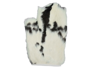 Rabbit Fur Massage Mitt: Spotted rabbit fur massage gloves
