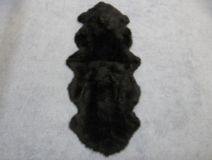 Dyed Australian Sheepskin Double Rug: ~71" x 25": Black 
