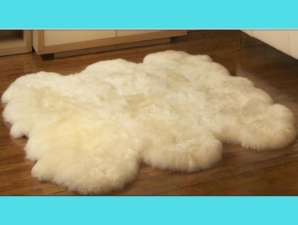 Australian Sheepskin Sexto Rug: ~71" x 67": Ivory (Natural White) 