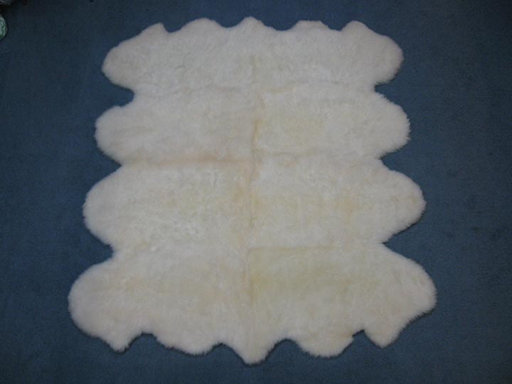 Australian Sheepskin Octo Rug: ~71" x 92": Ivory (Natural White) 