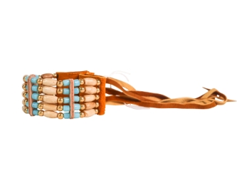 Iroquois 5-Row Bone Bracelet: Baby Blue 