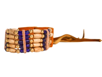 Iroquois 5-Row Bone Bracelet: Navy Blue 