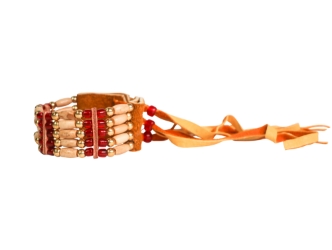 Iroquois 5-Row Bone Bracelet: Red 2 