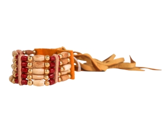 Iroquois 5-Row Bone Bracelet: Red 3 