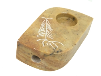 Iroquois Soapstone Pocket Pipe: Tree of Peace Design 