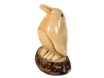 Tagua Nut Carving: Penguin: Creamy chubby penguin, covid penguin, fat penguin