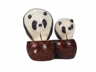Tagua Nut Carving: Panda and Baby 
