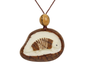 Tagua Nut Necklace: Armadillo Relief #2 