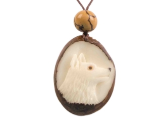 Tagua Nut Necklace: Sled Dog/Siberian Husky 