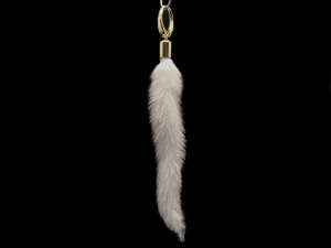 Jumbo White Mink Tail on Gold Tassel Clasp 