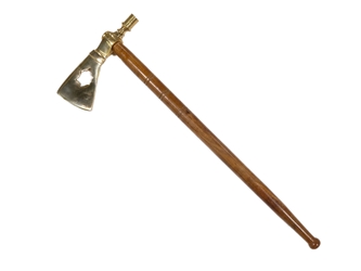 Tomahawk Pipe: Brass & Wood: Turtle 