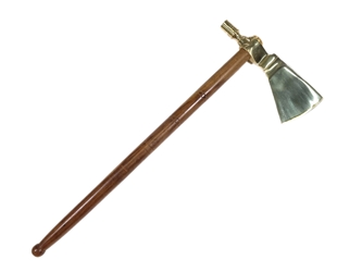Tomahawk Pipe: Brass & Wood: Plain 