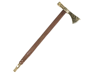 Mini Tomahawk Pipe: Brass with Wooden Handle 